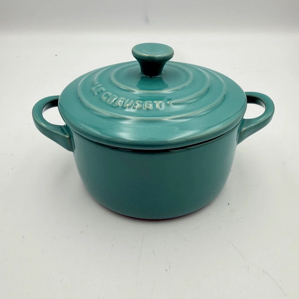Le Creuset Mini Cocotte Teal Stoneware Round Casserole Lid 8oz 12-43